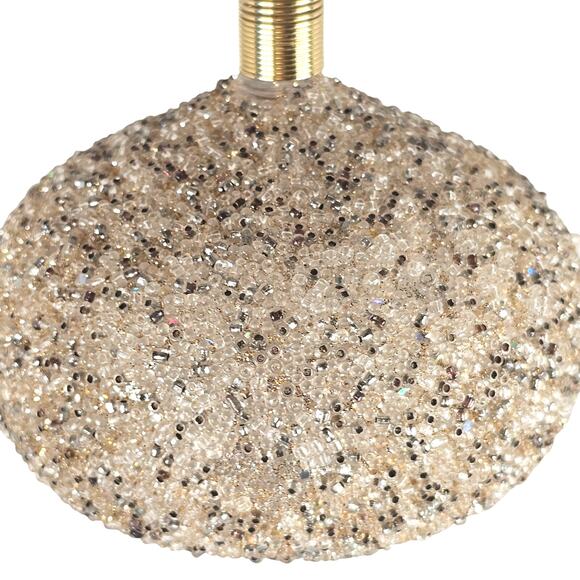 Beaded Onion Shape Christmas Ornament Gold Silver 5x4.5" Holiday Decor Christmas - Picture 9 of 16